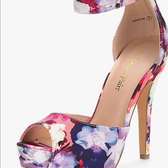 NWT Swan Floral High Heel Plaform Dress Pumps - Picture 6 of 6
